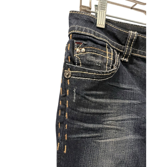 MEK Denim Darjeeling Cigarette Embroidered Studded Denim Jeans Size 28 Low Rise - Picture 3 of 7